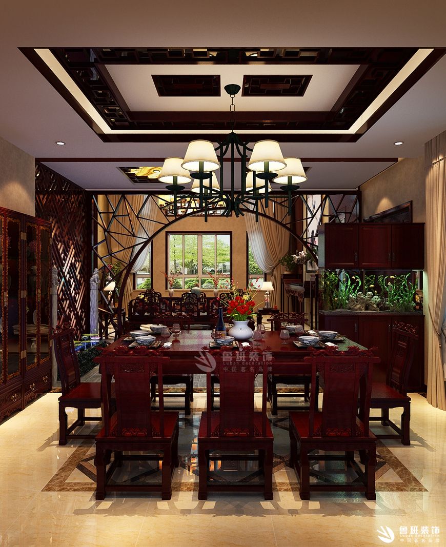 綠地香樹(shù)花城,中式效果圖,餐廳設(shè)計(jì)圖