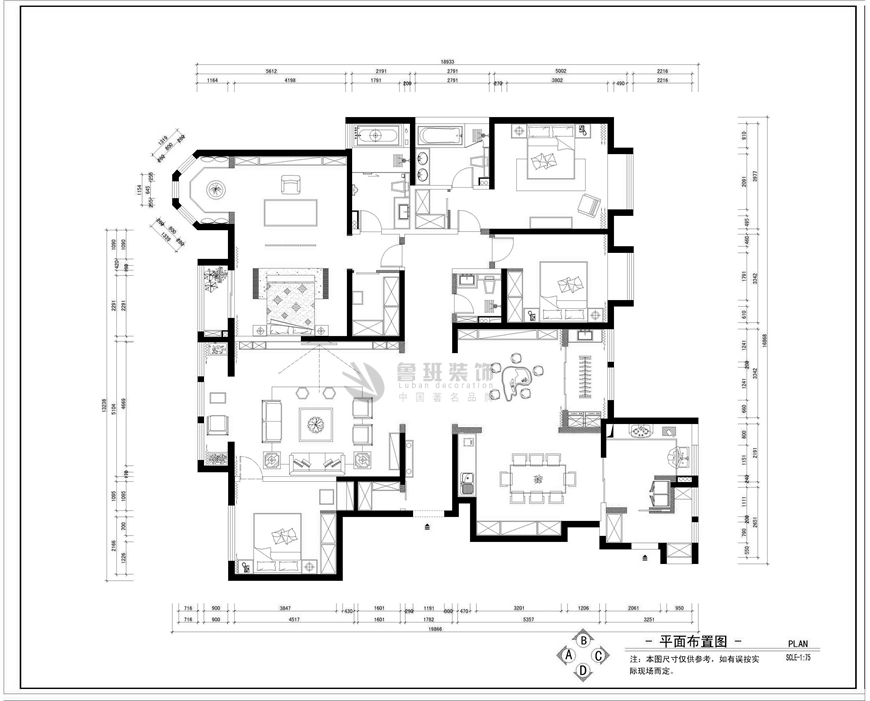 萬達ONE,中式風格效果圖,平面布局圖