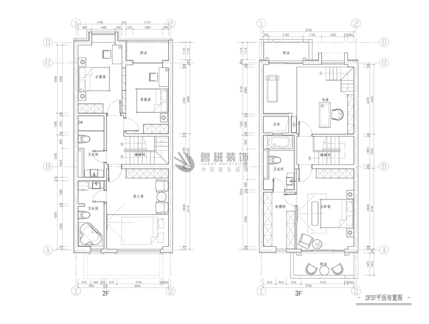 逸翠園,新中式風格效果圖,二層平面布局設計